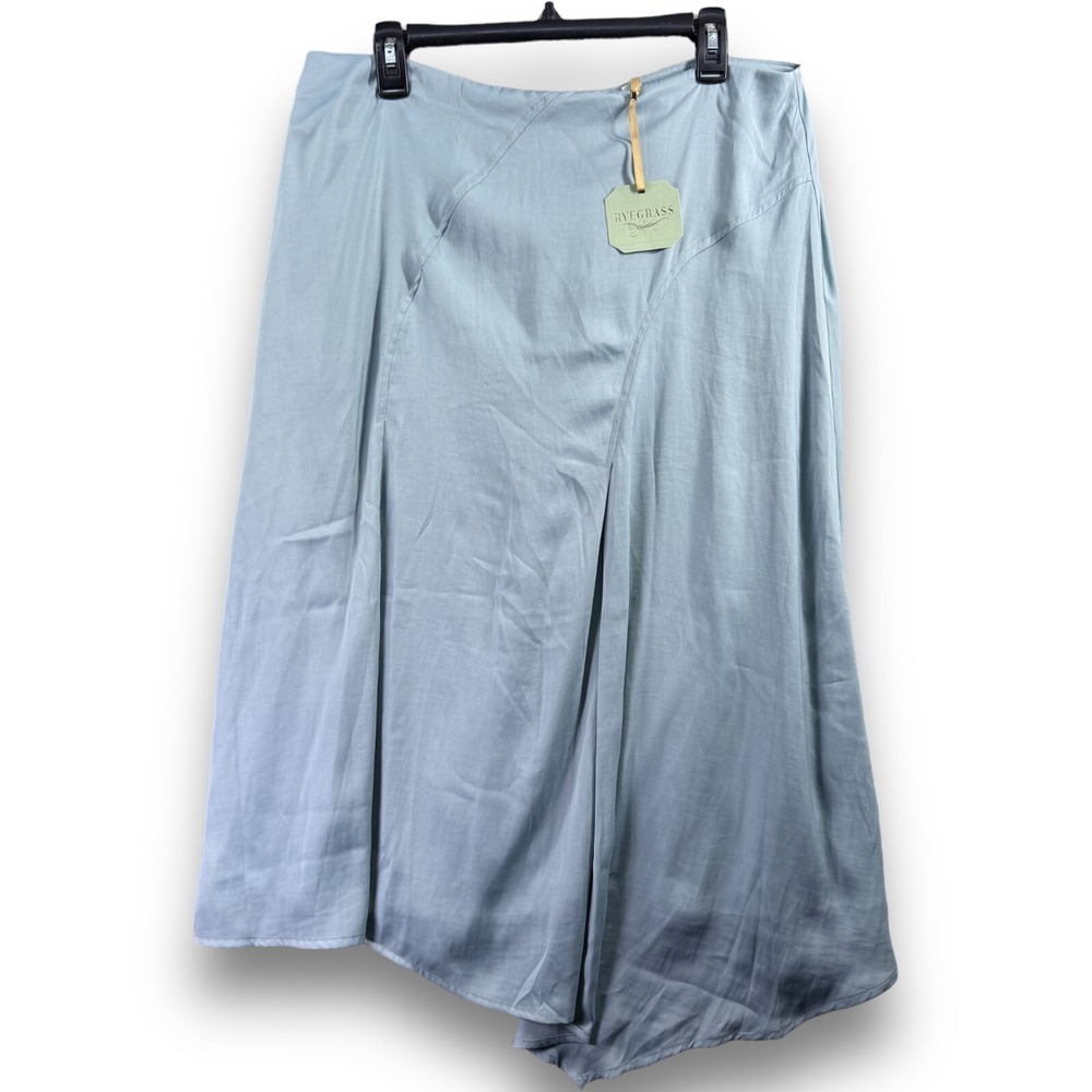 Ryegrass Satin Midi Skirt Womens 16 Powder Blue Slate Flare Skirt JCPenney NWT